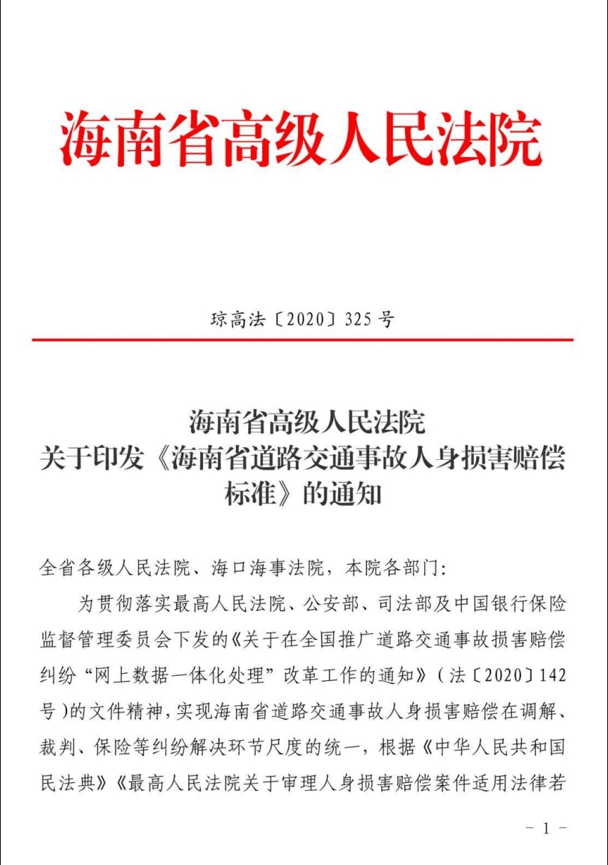 海南省2024年道路交通事故人身损害赔偿项目及标准（2024年6月28日更新） - 第3张图片